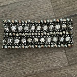 Diamond, Rhinestone,metal,  Stretchy bracelet